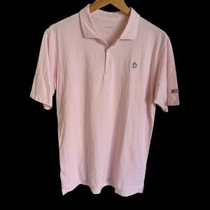 B Draddy USA Mens Large Pink Microstripe Pima Cotton Polo Shirt Golf Casual